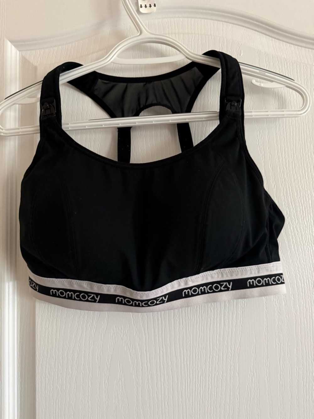 MomCozy Black Maternity/Nursing Sports Bra with Front Clip